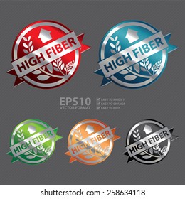 Vector : Metallic High Fiber Badge, Ribbon, Icon, Sticker, Banner, Tag, Sign or Label