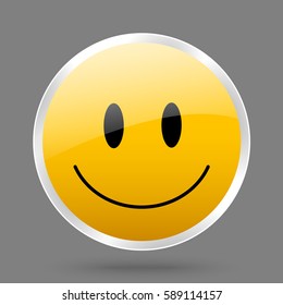 vector metallic icon with yellow smiling face