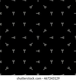 Vector Metallic Keys Isolated on Dark Background. Seamless Grey Key Pattern