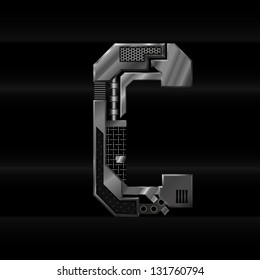 Vector Metallic Letter C