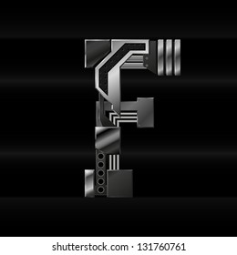 vector metallic letter F