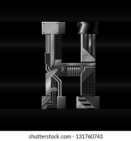 vector metallic letter H