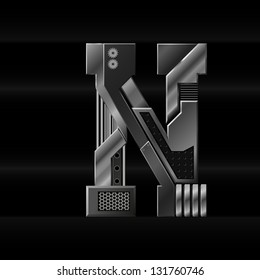 vector metallic letter N