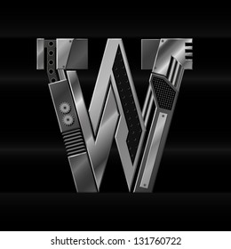 vector metallic letter W