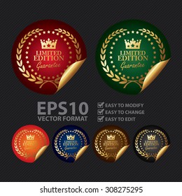 Vector : Metallic Limited Edition Guarantee Infographics Peeling Sticker, Icon, Sign or Label