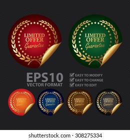 Vector : Metallic Limited Offer Guarantee Infographics Peeling Sticker, Icon, Sign or Label