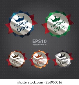 vector : metallic limited offer sticker, sign, badge, icon, label