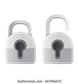 vector metallic lock open and lock closed icon isolated on white background. Safety of personal information and individual correspondence concept vector illustration