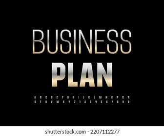 Logotipo vectorial metálico Plan de negocio. Plata de moda. Letras y números de los alfabetos de acero.