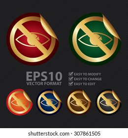 Vector : Metallic No Peeping, No Trespassing Prohibited Sign Infographics Peeling Sticker, Icon or Label