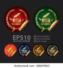 Vector : Metallic Non Allergenic Infographics Peeling Sticker, Icon, Badge, Sign or Label