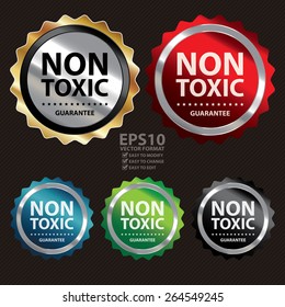 Vector : Metallic Non Toxic Guarantee Badge, Icon, Sticker or Label