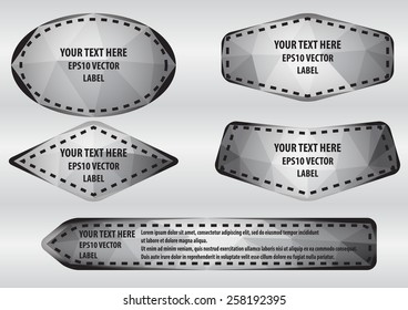 Vector metallic polygon label border set illustration.