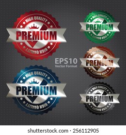 vector : metallic premium high quality badge, sticker, icon, label, sign, banner
