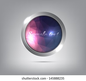 Vector metallic ring with modern geometric background and shiny lights. Banner or button design