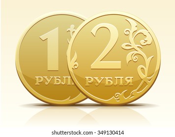 Vector metallic Russian coin ruble