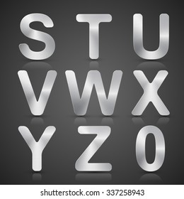 Vector Metallic Silver Alphabet Set.
