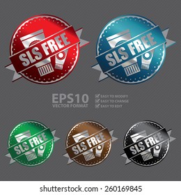 Vector : Metallic SLS Free Ribbon, Badge, Icon, Sticker, Banner, Tag, Sign or Label 
