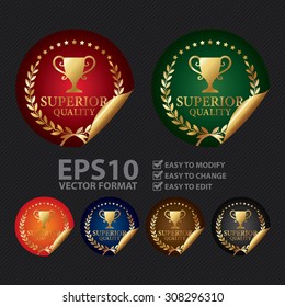 Vector : Metallic Superior Quality Infographics Peeling Sticker, Icon, Badge, Sign or Label