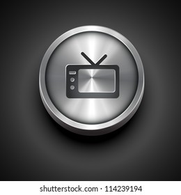 diseño de iconos de televisión metálica vectorial