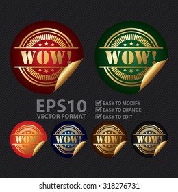 Vector : Metallic Wow! Infographics Peeling Sticker, Label, Icon, Sign or Badge