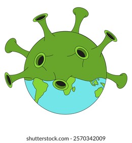 Vector Metapneumovirus occupy Earth. Planet of Earth with HMPV isolated white background. Perfect template design for medical Metapneumovirus info banner poster flyer cover print. Eps 10	