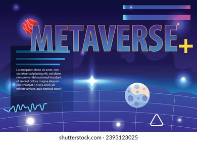 Vector metaverse technology background, another world Vr reality concept with cyberpunk elements for visualization of the metaverse world