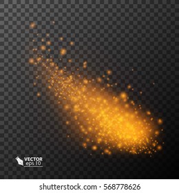 vector meteor and comet on transparent background. Orange light effect, eps_10