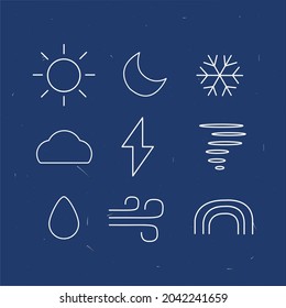 Vector, meteorological elements for web design, mobile applications. Weather forecast - thin line icons set.