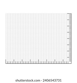 Vector metric rulers and perspective graph pattern grid in flat style.