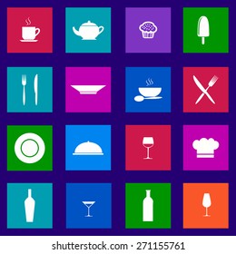 vector metro food and drink icons set