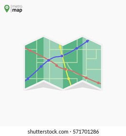 Vector metro icon. Isolated map