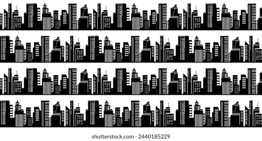 Vector metropolis silhouette with seamless pattern background
