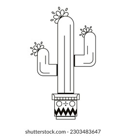 vector mexican cactus cartoon illustration isolated sticker