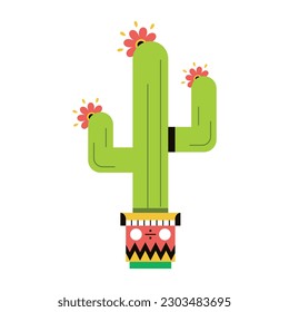 vector mexican cactus cartoon illustration isolated sticker