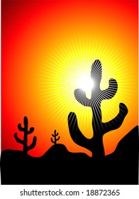 VECTOR Mexican cactus landscape