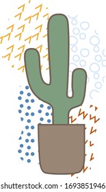 Vector mexican cactus in a pot for decoration