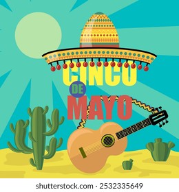 Vector Mexican festival Cinco de mayo. Banner for party. Traditional holiday.