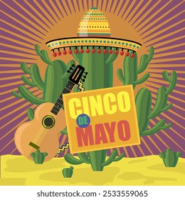 Vector Mexican festival Cinco de mayo. Banner for party. Traditional holiday.