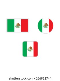 Vector Mexican flag and icon set