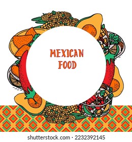 Vector Mexican food banner. Hand drawn latin american food illustration.