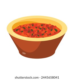 Vector mexican food chili con carne illustration isolated on white background.