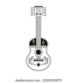 vector mexican guitar cartoon illustration isolated sticker