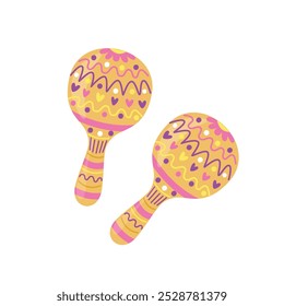 Vector mexican maracas cartoon illustration isolated.Vector illustration of colorful maracas, isolated on a white background. Flat design style. 