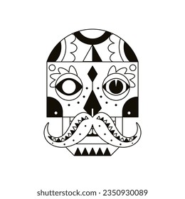 vector mexican skill moustache cartoon illustration isolated sticker