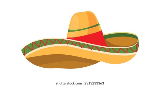 Vector Mexican sombrero hat Illustration on a white background.