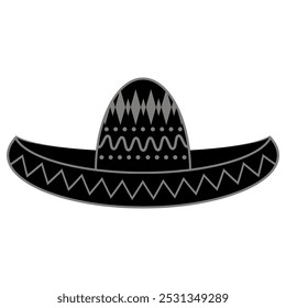 Vetor sombrero mexicano com maracas. Símbolo Cinco de mayo isolado no fundo branco.