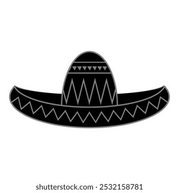 Vector Mexican sombrero with maracas. Cinco de mayo symbol isolated on white background