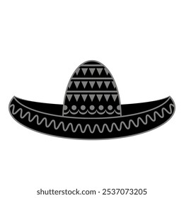 Vector Mexican sombrero with maracas. Cinco de mayo symbol isolated on white background.