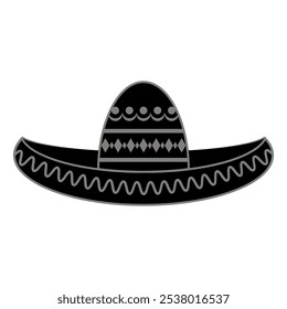 Vetor sombrero mexicano com maracas. Símbolo Cinco de mayo isolado no fundo branco.